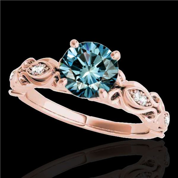 1.1 ctw SI Certified Fancy Blue Diamond Antique Ring 10k Rose Gold - REF-117W3H