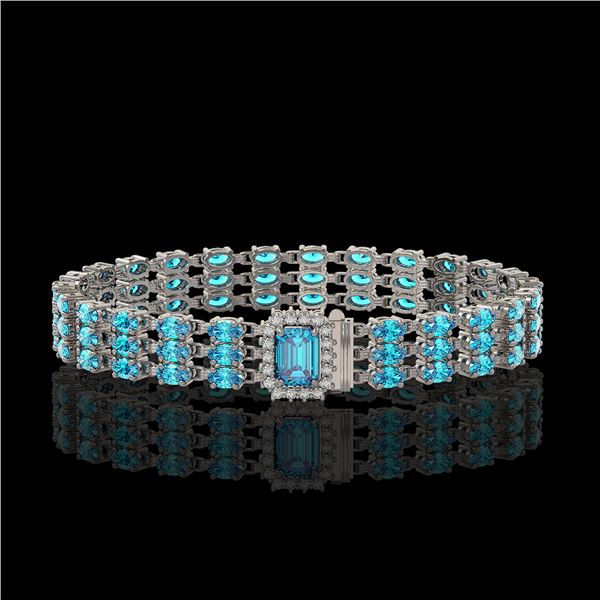26.02 ctw Swiss Topaz & Diamond Bracelet 14K White Gold - REF-318H2R