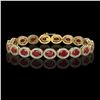 Image 1 : 15.2 ctw Ruby & Diamond Micro Pave Halo Bracelet 10k Yellow Gold - REF-300W2H