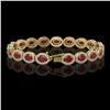 Image 2 : 15.2 ctw Ruby & Diamond Micro Pave Halo Bracelet 10k Yellow Gold - REF-300W2H