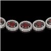 Image 3 : 32.82 ctw Garnet & Diamond Micro Pave Halo Necklace 10k White Gold - REF-600M2G