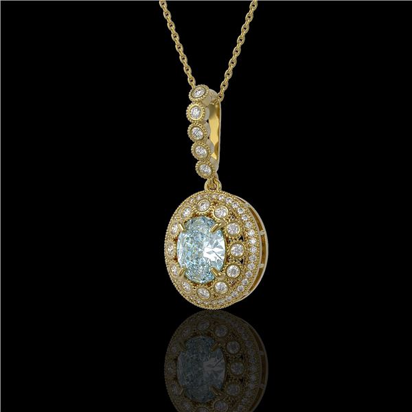 3.82 ctw Aquamarine & Diamond Victorian Necklace 14K Yellow Gold - REF-136X8A