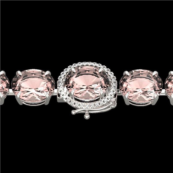 67 ctw Morganite & Micro Pave Diamond Bracelet 14k White Gold - REF-981H8R