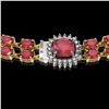 Image 3 : 38.37 ctw Tourmaline & Diamond Necklace 14K Yellow Gold - REF-527G3W