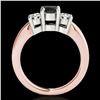 Image 2 : 2 ctw Certified VS Black Diamond 3 Stone Solitaire Ring 10k Rose Gold - REF-139F3M
