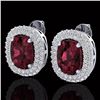 Image 1 : 5.20 ctw Garnet & Micro Pave VS/SI Diamond Earrings 10k White Gold - REF-107F3M
