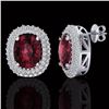 Image 2 : 5.20 ctw Garnet & Micro Pave VS/SI Diamond Earrings 10k White Gold - REF-107F3M