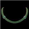 Image 1 : 43.97 ctw Emerald & Diamond Necklace 14K Yellow Gold - REF-527M3G