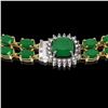 Image 3 : 43.97 ctw Emerald & Diamond Necklace 14K Yellow Gold - REF-527M3G