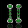 Image 1 : 8.07 ctw Jade & Diamond Earrings 14K White Gold - REF-144R8K