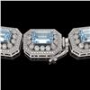 Image 3 : 49.14 ctw Aquamarine & Diamond Victorian Bracelet 14K White Gold - REF-1361H5R