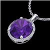 Image 2 : 10 ctw Amethyst & Micro Pave VS/SI Diamond Necklace 18k White Gold - REF-78H2R