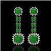 Image 1 : 16.72 ctw Jade & Diamond Earrings 14K White Gold - REF-226R8K