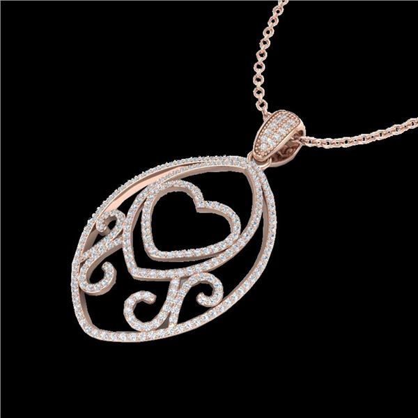 1.75 ctw Micro Pave VS/SI Diamond Heart Necklace 14k Rose Gold - REF-180M2G