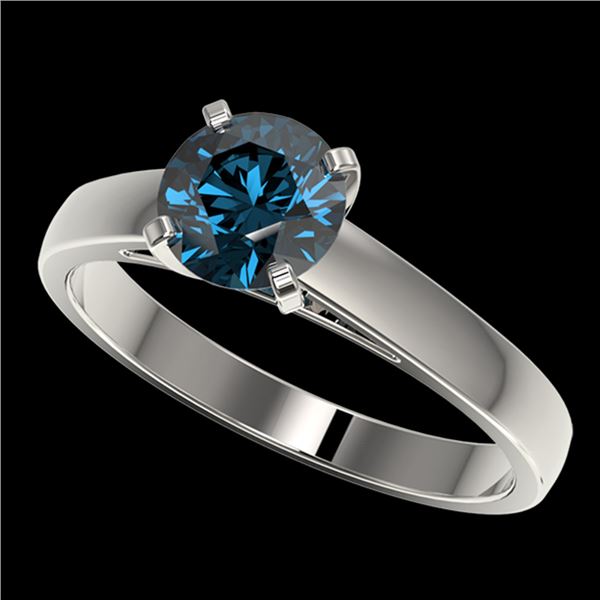 1.25 ctw Certified Intense Blue Diamond Engagment Ring 10k White Gold - REF-120F3M