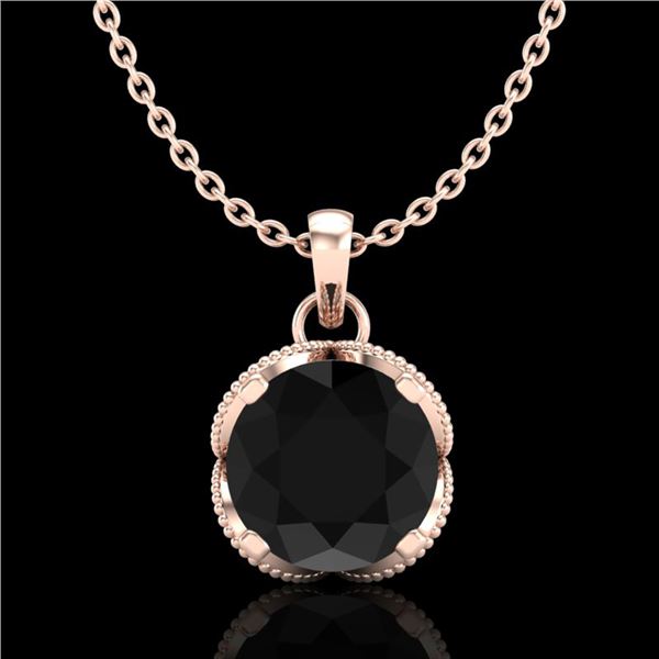 1.13 ctw Fancy Black Diamond Art Deco Stud Necklace 18k Rose Gold - REF-94W5H