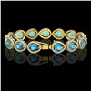 Image 2 : 20.3 ctw Swiss Topaz & Diamond Micro Pave Halo Bracelet 10k Yellow Gold - REF-286K2Y