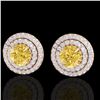 Image 1 : 2 ctw Citrine & Micro Pave VS/SI Diamond Stud Earrings 14k Rose Gold - REF-79K8Y