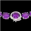 Image 1 : 175 ctw Amethyst & Diamond Micro Eternity Necklace 14k White Gold - REF-483M6G