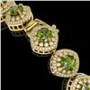 Image 3 : 33.05 ctw Tourmaline & Diamond Victorian Bracelet 14K Yellow Gold - REF-982H8R