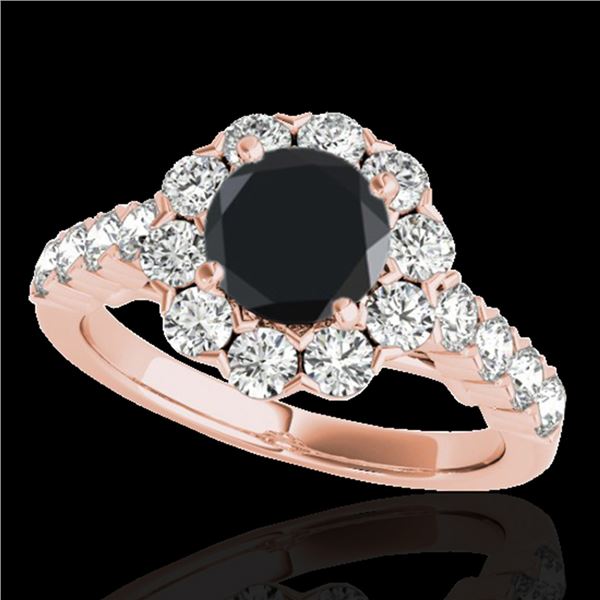 2.35 ctw Certified VS Black Diamond Solitaire Halo Ring 10k Rose Gold - REF-102M3G