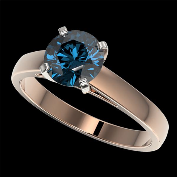 1.46 ctw Certified Intense Blue Diamond Engagment Ring 10k Rose Gold - REF-171H8R