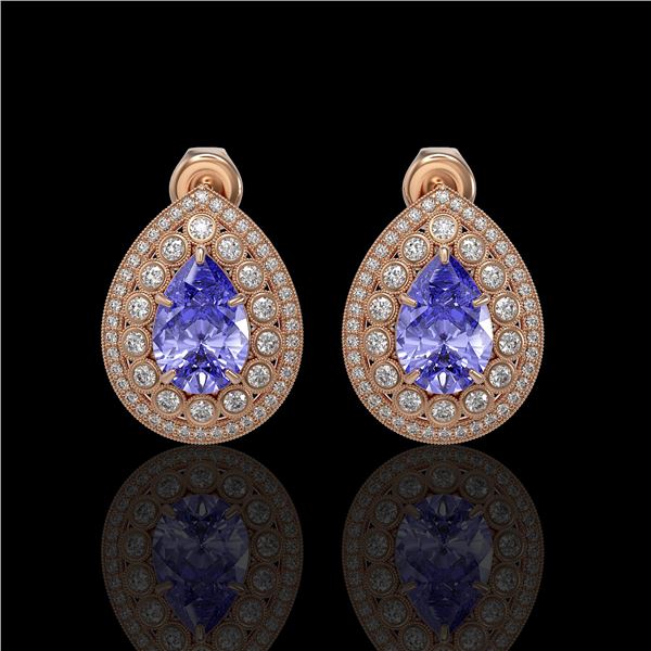 8.54 ctw Tanzanite & Diamond Victorian Earrings 14K Rose Gold - REF-436W4H