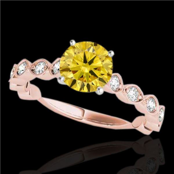 1.75 ctw Certified SI/I Fancy Intense Yellow Diamond Ring 10k Rose Gold - REF-245N5F