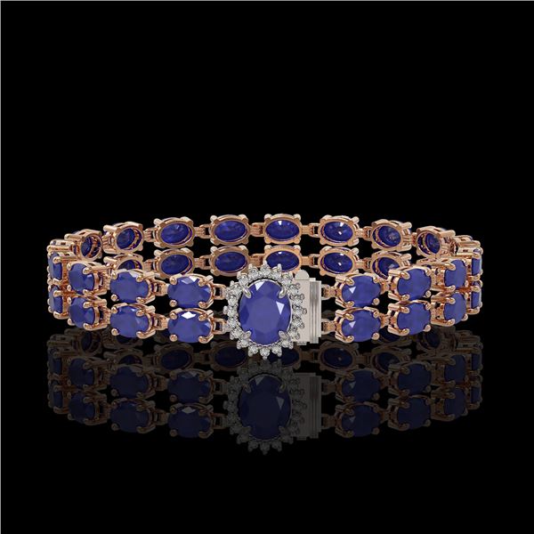 30.12 ctw Sapphire & Diamond Bracelet 14K Rose Gold - REF-336F4M