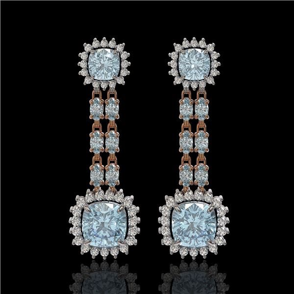 19.64 ctw Sky Topaz & Diamond Earrings 14K Rose Gold - REF-222K5Y