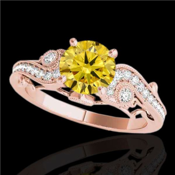 1.5 ctw Certified SI Intense Yellow Diamond Antique Ring 10k Rose Gold - REF-245M5G