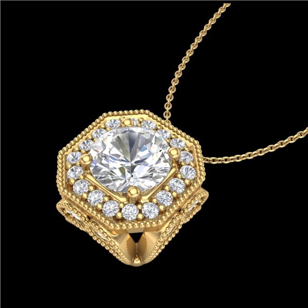 1.54 ctw VS/SI Diamond Solitaire Art Deco Necklace 18k Yellow Gold - REF-409A3N