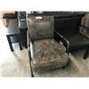Image 2 : 2 GREY METAL FRAME LOUNGE CHAIRS WITH A BLACK END TABLE