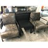 Image 3 : 2 GREY METAL FRAME LOUNGE CHAIRS WITH A BLACK END TABLE