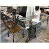 Image 1 : 80 X 39" INDUSTRIAL STYLE ADJUSTABLE HEIGHT METAL AND GLASS CONFERENCE TABLE