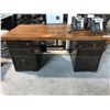 Image 2 : WALNUT 6' INDUSTRIAL STYLE DOUBLE PEDESTAL EXECUTIVE DESK
