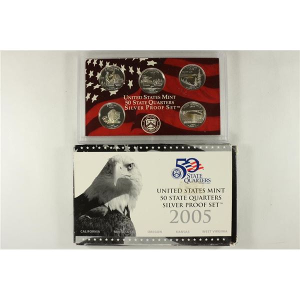 2005 SILVER 50 STATE QUARTERS PROOF SET WITH BOX