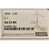 Image 3 : 1834 US HALF CENT C-1 NGC AU53 BN