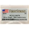 Image 3 : 2016 AMERICAN SILVER EAGLE PCGS MS70