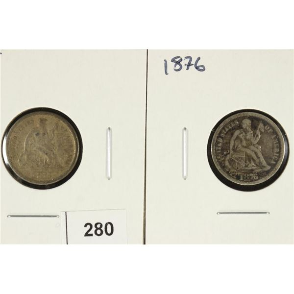 1875 (FINE) & 1876 (FINE) SEATED LIBERTY DIMES