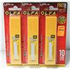Image 1 : 3 PACK OF OLFA PRO 18 HEAVY DUTY BLADES 10 BLADES PER PACK