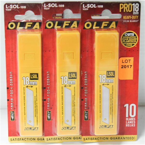 3 PACK OF OLFA PRO 18 HEAVY DUTY BLADES 10 BLADES PER PACK