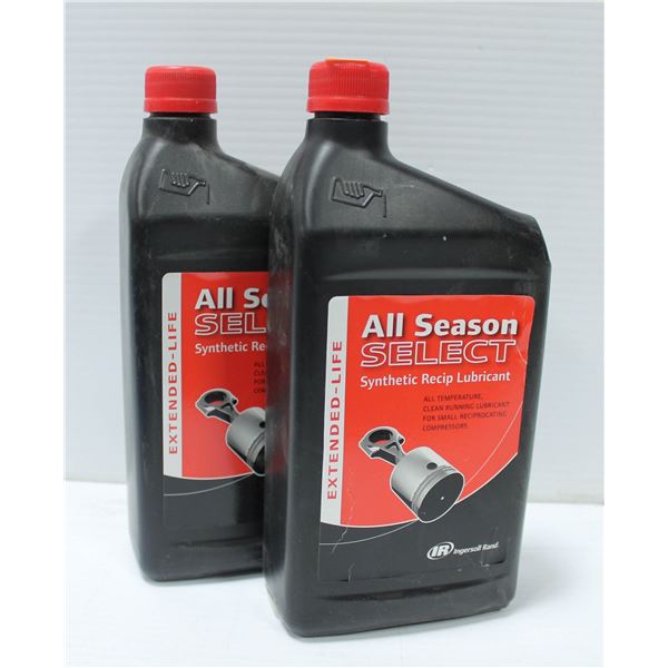 LOT OF 2 ALL SEASON SELECT SYNTHETIC RECIP LUBRICANT 1 LITRE BOTTLES