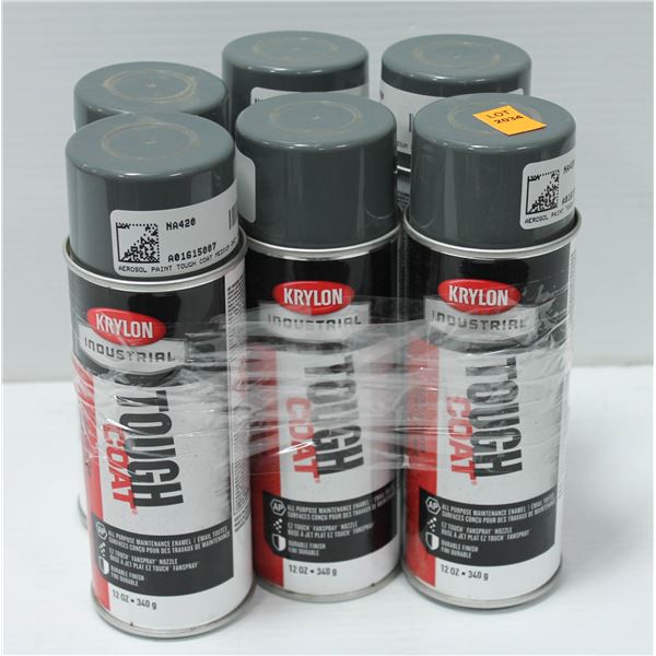 6 CANS KRYLON INDUSTRIAL ACRYLLIC ALKYD MEDIUM GREY