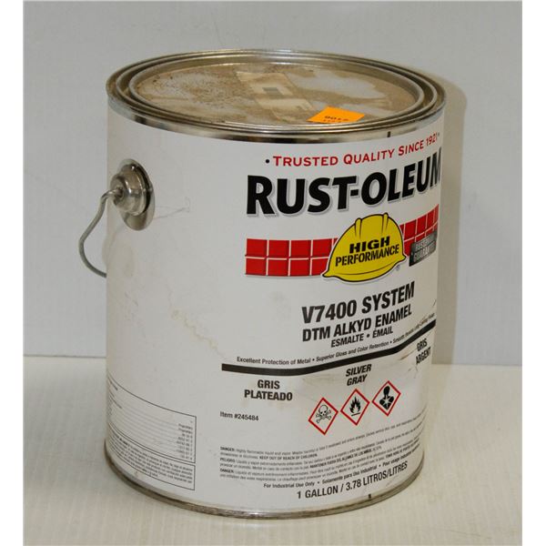 1 GALLON PAIL OF RUSTOLIUM V7400 SYSTEM DTM ALKYD ENAMEL GREY