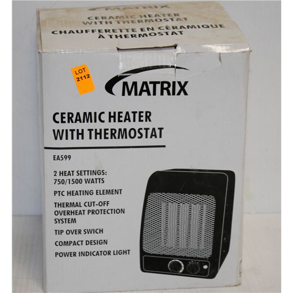 MATRIX CERAMIC HEATER WITH THERMOSTAT