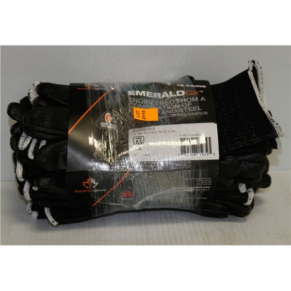 12 PAIR EMERALD CX KEVLAR AND STEEL CUT RESISTANT GLOVES SIZE 9