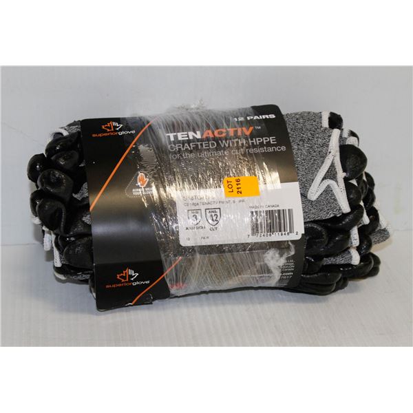 12 PAIR EMERALD CX KEVLAR AND STEEL CUT RESISTANT GLOVES SIZE 9