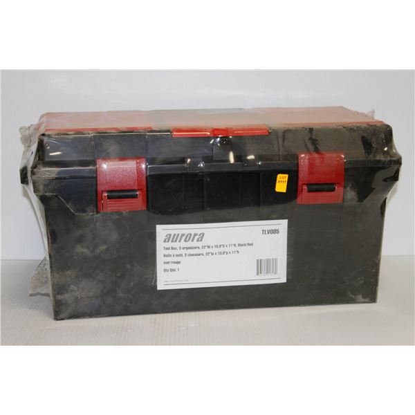 NEW AURORA TOOL BOX WITH 3 ORAGNIZERS