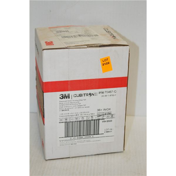 3M BOX OF 20 CUBITRON DEPRESSED CENTER GRINGING WHEELS T27 5" X 1/4" X 7/8"